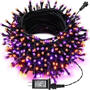 100' 300-LEDs Joomer Indoor/Outdoor String Lights (Purple/Orange) $10