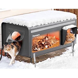 32" XXL Pawtners Heated Insulated Outdoor Cat House (Grey, 17"D x 32"W x 18"H) $60 + Free S&H