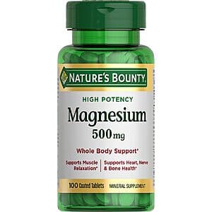 100-Count Nature's Bounty 500mg Magnesium Supplement Coated Tablets $3.15 w/ Subscribe & Save