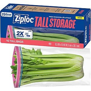 10-Count Ziploc Seal Top Tall Food Storage Bags (6.5"x15") $3.30 w/ Subscribe & Save