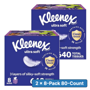 8-Pack 80-Count Kleenex Ultra Soft Facial Tissue Cube Boxes 2 for $15.60 w/ Subscribe & Save
