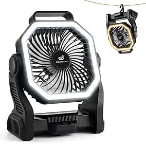 Odoland 20000mAh 4-Speed Rechargeable Camping Fan w/ 3-Color LED Light $15