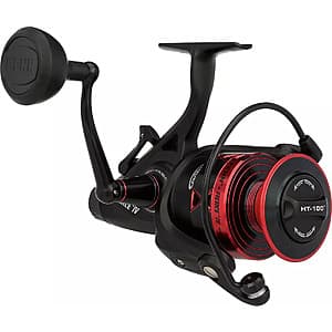 Penn Squall 6000 lever drag fishing reel with round baitcasting design in metallic finish.