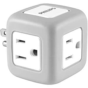 Philips 3-Outlet Grounded Cube Tap w/ Surge Protection $4