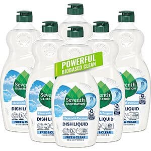 Select Accounts: 6-Pk 19-Oz Seventh Generation Dish Liquid Soap (Free & Clear) $10.25 w/ S&S