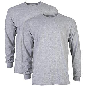 2-Pack Gildan Adult Ultra Cotton Long Sleeve T-Shirts (Sport Grey) $7.50