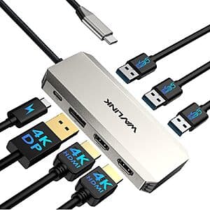 WAVLINK Triple 4K Laptop Docking Station w/ Dual HDMI, DP, 100W PD $24 + Free Shipping