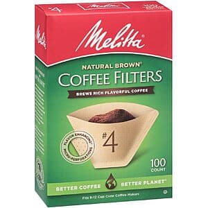 6-Pk 100-Ct Melitta #4 Microfine Perforation Coffee Filter (Natural Brown Cone) $15.40 w/ S&S