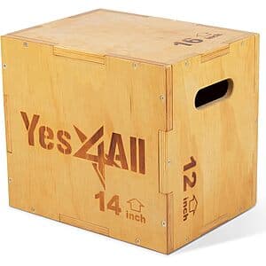 Yes4All 16" x 14" x 12" Wooden Plyometric Jump Box (up to 450lbs) $33