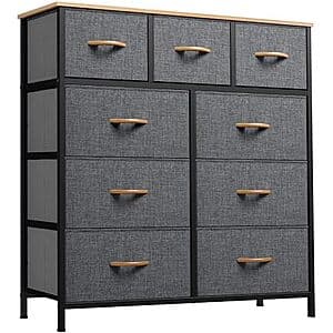 39" YITAHOME 9-Drawer Dresser w/ Fabric Drawers (Dark Grey) $33