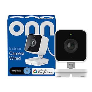 onn Indoor Wired 1080p Security Camera w/ Google Home/Gemini (White) $10 + Free Store Pickup
