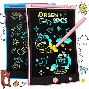2-Pack ORSEN 8.5" LCD Erasable Doodle Board Tablet w/ 4 Styli $5.50