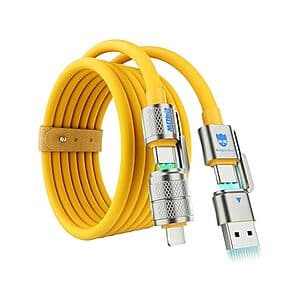 4.8' 240W Magic 4-in-1 Multi USB-C Fast Charge Charging Cable $5 + Free Shipping w/ Prime