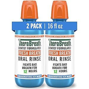 Select Accounts: 2-Pk 16-Oz TheraBreath Fresh Breath Oral Rinse (Icy Mint) $10.75 & More w/ S&S
