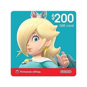 Nintendo eShop $200 Gift Card digital gift card promotional image with Nintendo branding and $200 denomination.