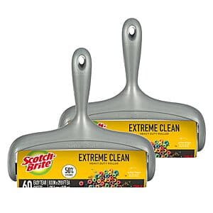2-Pack 60-Sheets Scotch-Brite 50% Stickier Large Surface Lint Roller $9.05