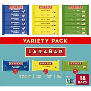 18-Ct 1.6-Oz Larabar Bars Variety Pack (Blueberry Muffin, Lemon Bar, Apple Pie) 2 for $21.35 w/ Subscribe & Save + Free Shipping