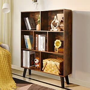 3-Tier LEYAOYAO Mid-Century Cube Bookshelf w/ 7 Shelves $51 + Free S&H