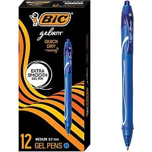 12-Ct BIC Gelocity Quick Dry 0.7mm Medium Retractable Clip Gel Pens (Blue) $4.90