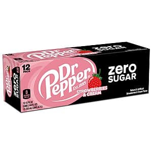 Select Areas: 12pk 12oz Dr Pepper Zero Strawberries and Cream Soda $4.75 w/ S&S & More