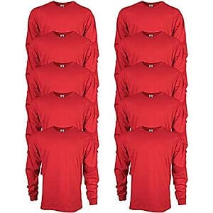 10-Pack Gildan Adult Ultra Cotton Long Sleeve T-Shirt (Red) $26.90