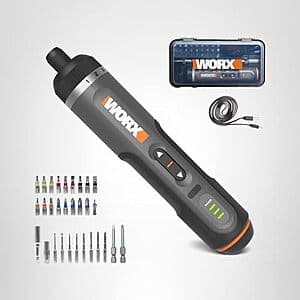 WORX 4V Lithium Screwdriver w/ 30-Piece Accessory Kit $30