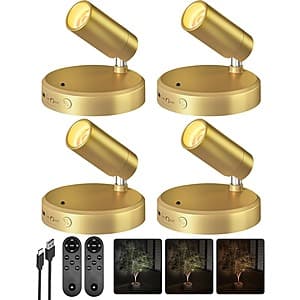 Prime Members: 4-Pk EZVALO 5500mAh Wireless USB-C Rechargeable Spotlights w/ Remote $29.40 + Free Shipping