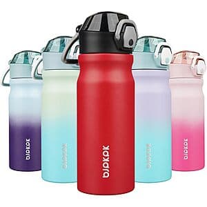 18-Oz BJPKPK Insulated Stainless Steel Double Wall Water Bottle w/ Straw from $8