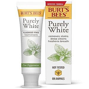 4.7-Oz Burt's Bees Purely White Zen Peppermint Toothpaste + $6 W Cash 3 for $12 & More + Free Pickup on $10+