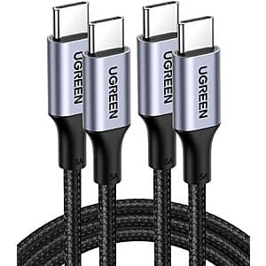 2-Pack 3.3' UGREEN 100W USB C to USB C Charging Cables $7.50 & More