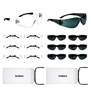 Toolant ANSI Z87.1 Safety Glasses (Clear & Smoke Grey): 24-ct $20, 14-ct $13 & More