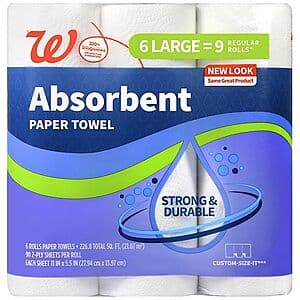 6-Ct Walgreens Absorbent Paper Towels or 9-Ct Walgreens Soft Bath Tissue $3.60 + Free Pickup on $10+