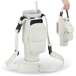 Bufilea Crossbody Carrier Bag w/ Phone Holder for Stanley 40-Oz Tumbler (White) $5