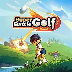 Super Battle Golf game cover or gameplay screenshot showing a colorful golf scene with multiple players competing.