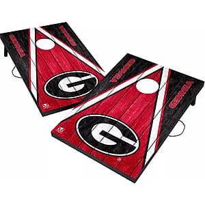 Victory Tailgate solid wood cornhole board measuring 2 feet by 3 feet with team logo design.