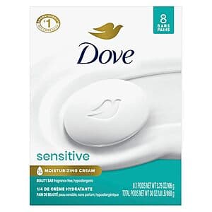 8-Pack 3.75-Oz Dove Beauty Bar (various) $7.80 w/ Subscribe & Save & More