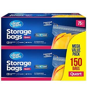 150-ct 1-qt Clearware Double Zipper Resealable Food Storage Bags $5.70 w/ Subscribe & Save