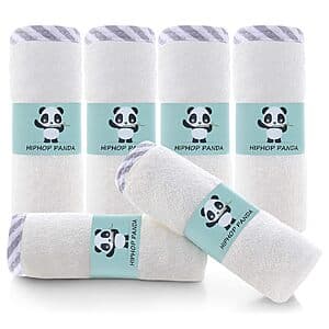 6-Pack 10x10" Bamboo Baby Washcloths (Gray Stripe) $4.05 w/ S&S