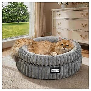 BALANCE 20" Round Faux Fur Dog & Cat Bed (Gray) $15 & More