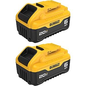 2-Pack DeWALT 20V MAX 6Ah Lithium Ion Battery $149 + Free S&H