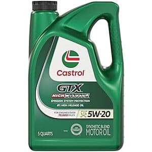 5-Qt Castrol GTX High Mileage 5W-20 Synthetic Blend Motor Oil $14.20 w/ S&S