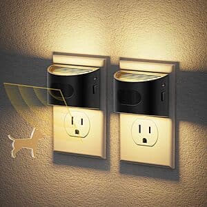 2-Pack JandCase LED Dimmable Wall Plug Night Lights w/ Motion Sensor (Various) $8