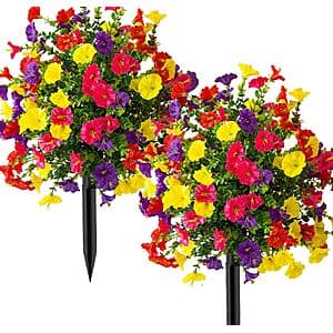 2-Pk 20" HAIDOLIANG Artificial Topiary Bushes w/ Ground Spikes (Various) $15