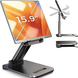 Lisen Foldable Tablet Stand Holder (Black, up to 15.9") $8