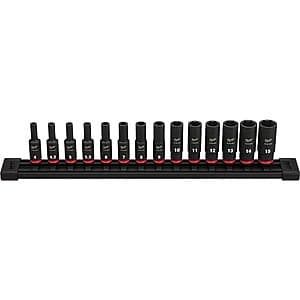 14-Piece Milwaukee SHOCKWAVE 1/4" Drive Metric Deep Well Impact Socket Set $25 + Free Shipping