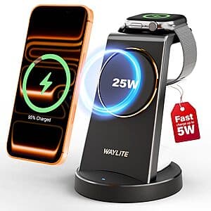WayLite 3-in-1 25W Wireless Magnetic Fast Charging Station (iPhone/AirPods/Watch) $13