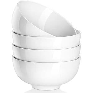 Prime Members: 4-Pack 26-Oz MALACASA Porcelain Soup Bowls (White) $12 + Free Shipping