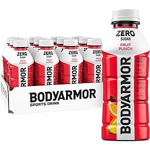 12-Pack 16-Oz BODYARMOR ZERO Sugar Sports Drink (Fruit Punch) 4 for $31.05 w/ Subscribe & Save + Free Shipping