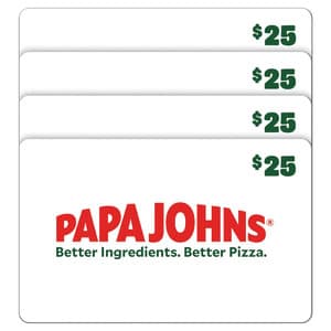 Costco Members: 4-Pack $25 Papa Johns eGift Cards (Email Delivery) $75