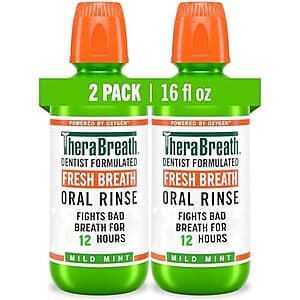2-Pk 16-Oz TheraBreath Fresh Breath Oral Rinse (Mild Mint) $7.05 w/ S&S